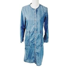 Theory Chambray Shirt Dress Women's 4 Blue Button‎ Front  FLAW